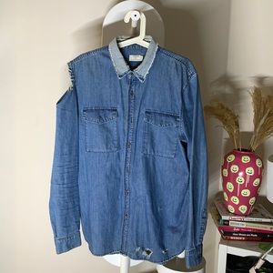 Roughed-Edges Button Down in Denim